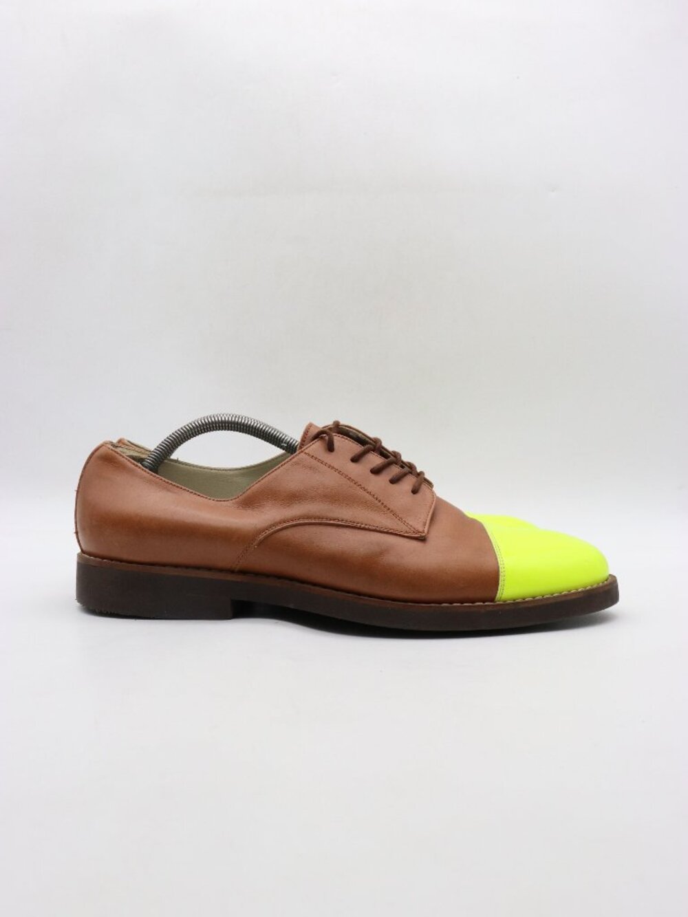 Del Toro Brown Leather Votl Green Toe Men's Size 12 Oxford Dress Shoes Italy